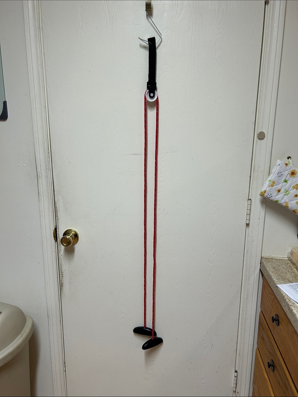 Unbranded Red Doorway Pulley for Post Shoulder Replacement with Black Handle